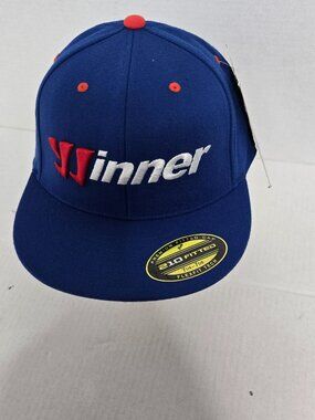 🧢 Warrior Winner Flat Brim Fitted Hat – Blue/Red – L/XL – NWT 🧢
